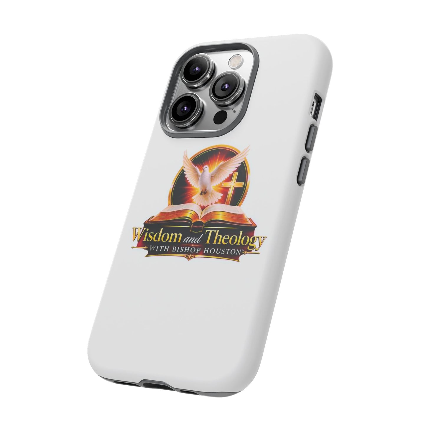 Wisdom and Theology Phone Case — Christian Dove & Cross Protective Tough Case