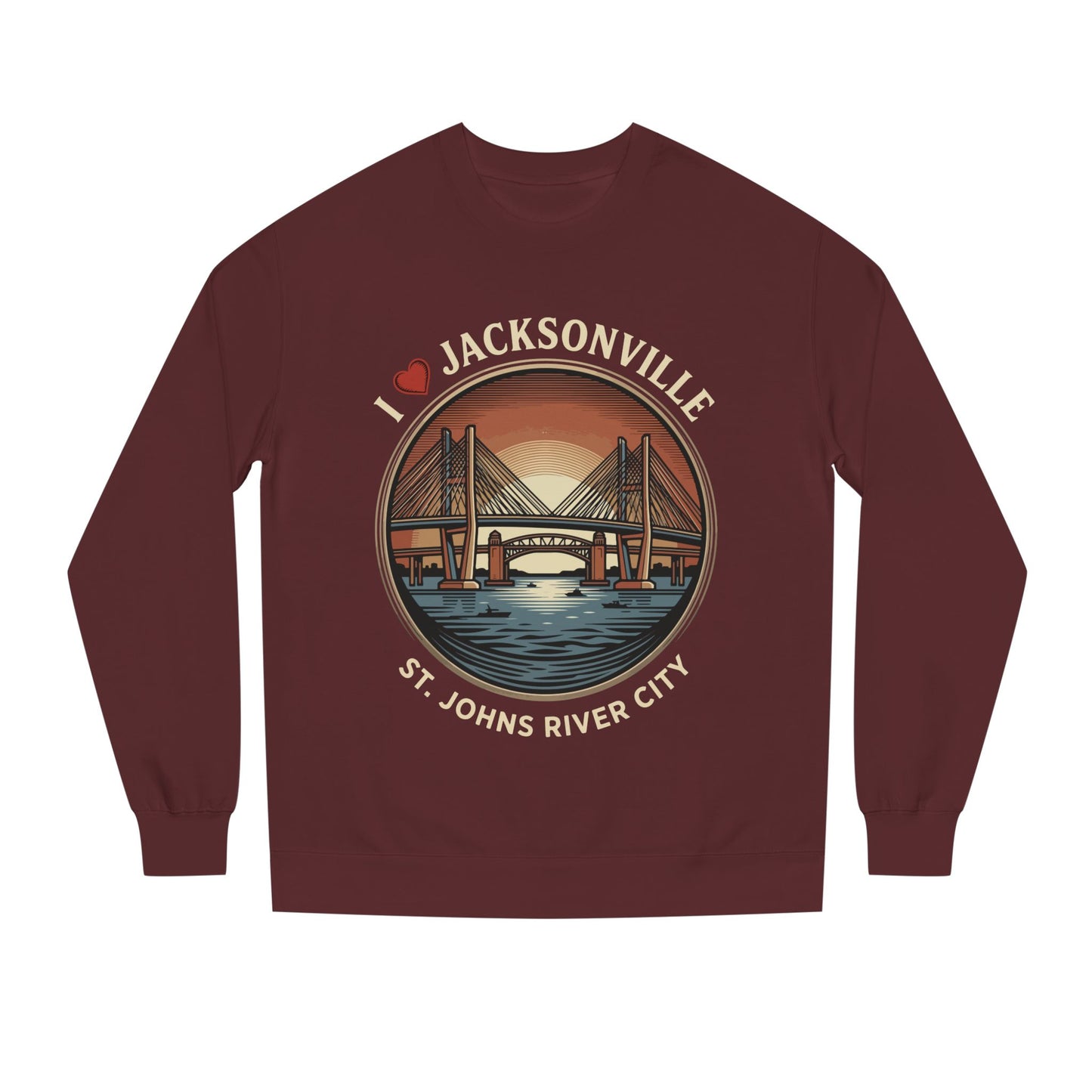 Jacksonville Crewneck Sweatshirt — I  Jacksonville St. Johns River City Graphic