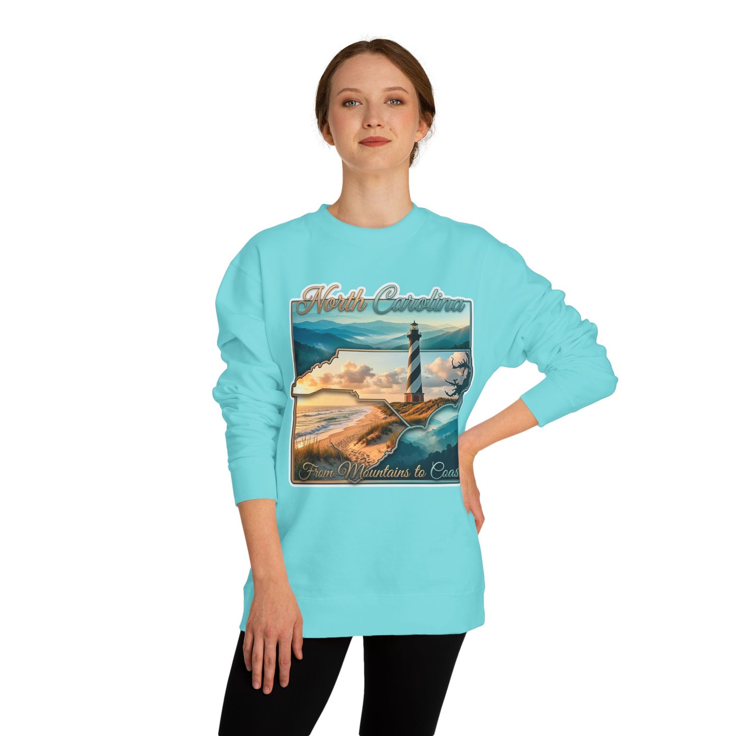 North Carolina Lighthouse Sweatshirt — From Mountains to Coast Scenic Crewneck