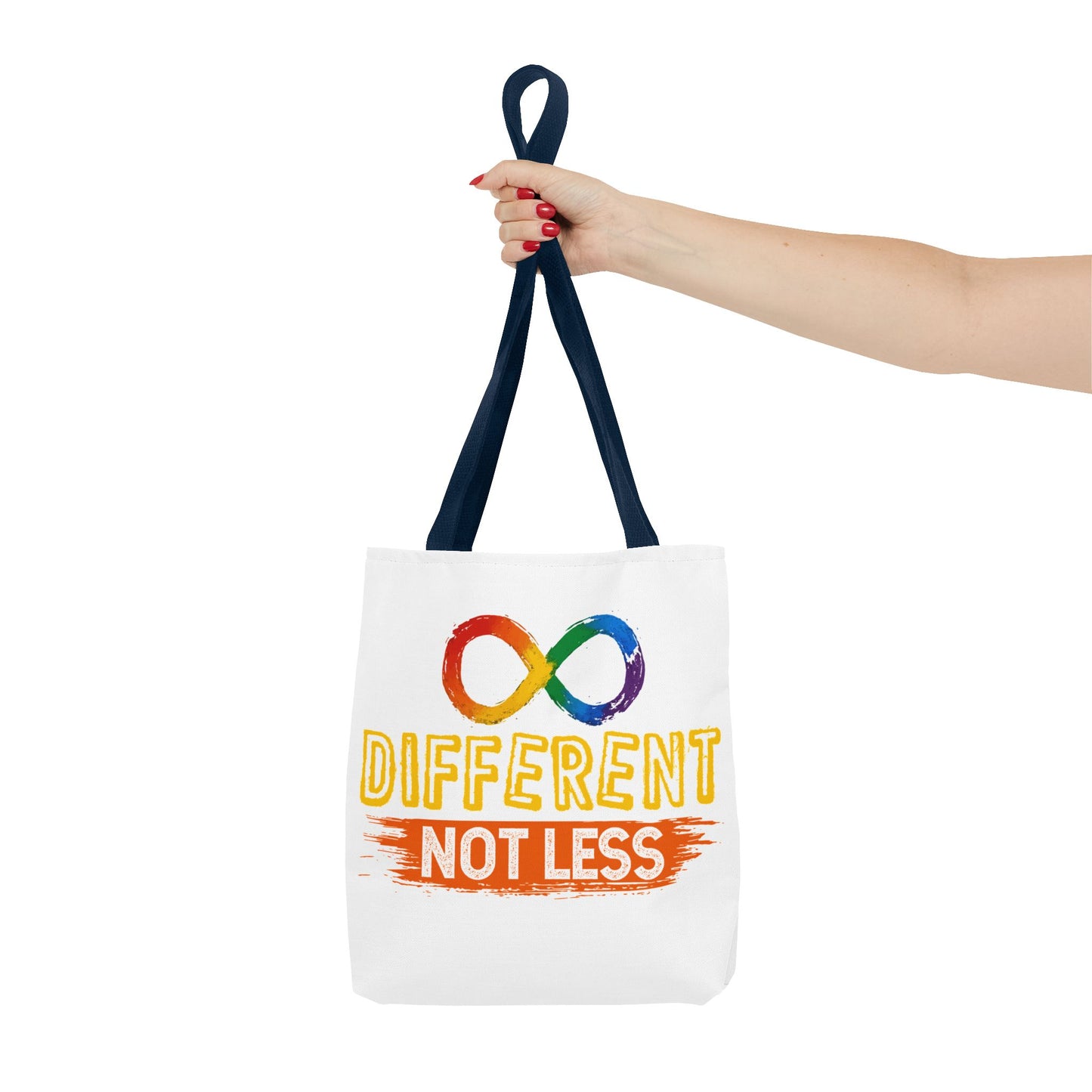 Autism Pride Tote Bag — "Different Not Less" Rainbow Infinity Reusable Shopper
