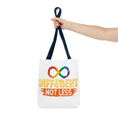 Autism Pride Tote Bag — "Different Not Less" Rainbow Infinity Reusable Shopper