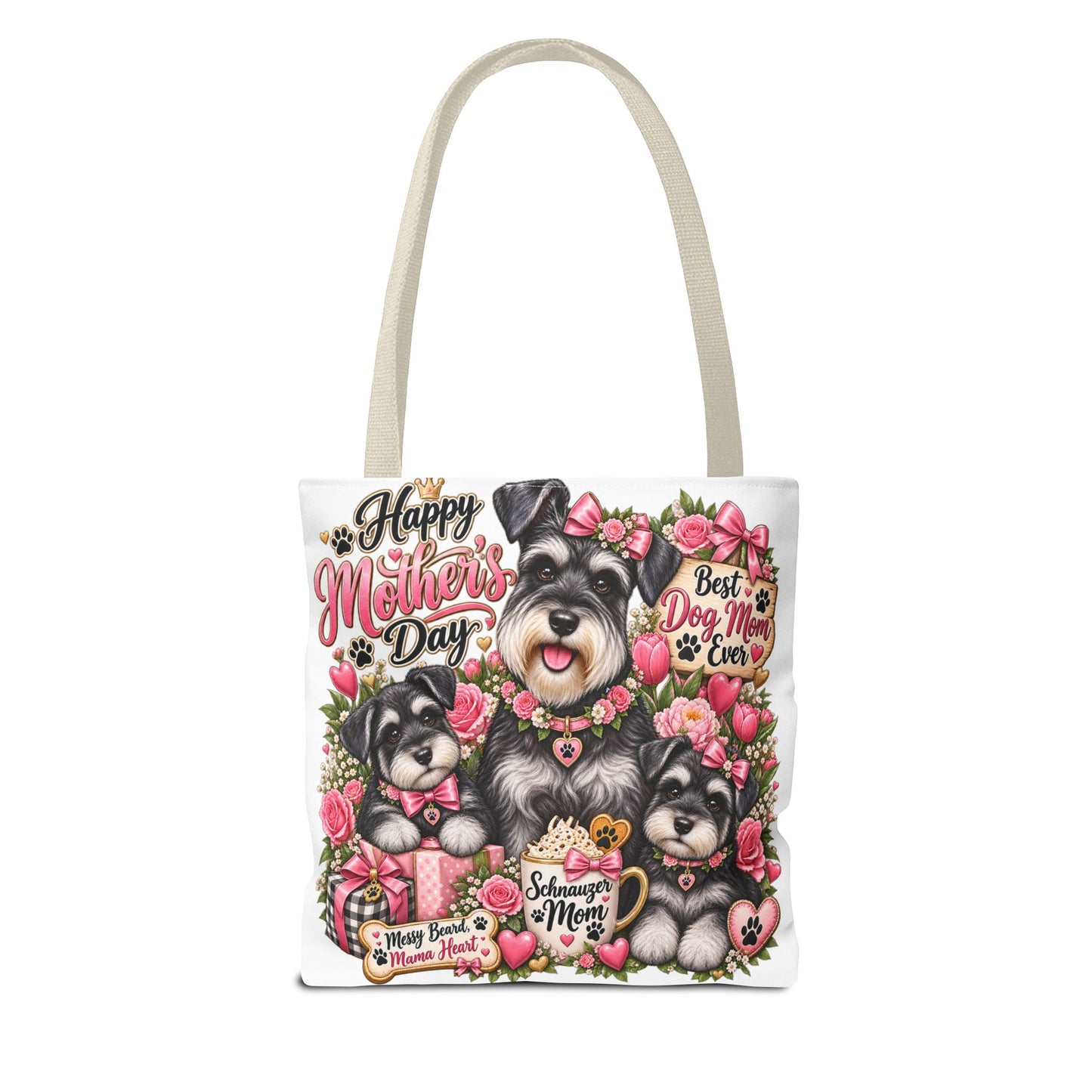 Happy Mother's Day Schnauzer Tote Bag — Best Dog Mom Ever Floral Gift