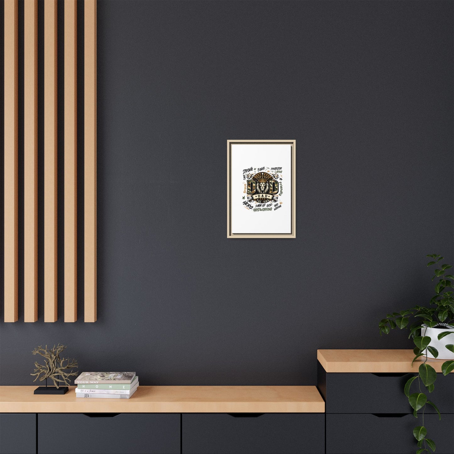 Framed Matte Canvas 'Best Ever DAD' Wall Art – Lion King Design, Father’s Day Gift