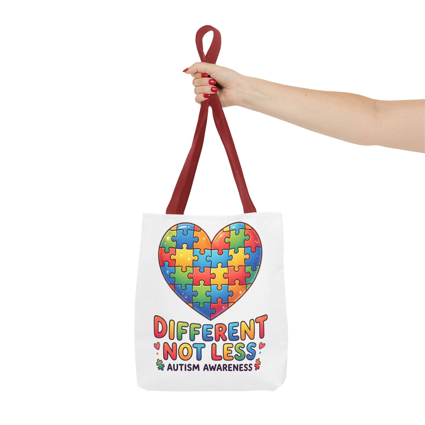 Autism Awareness Tote Bag — "Different Not Less" Puzzle Heart