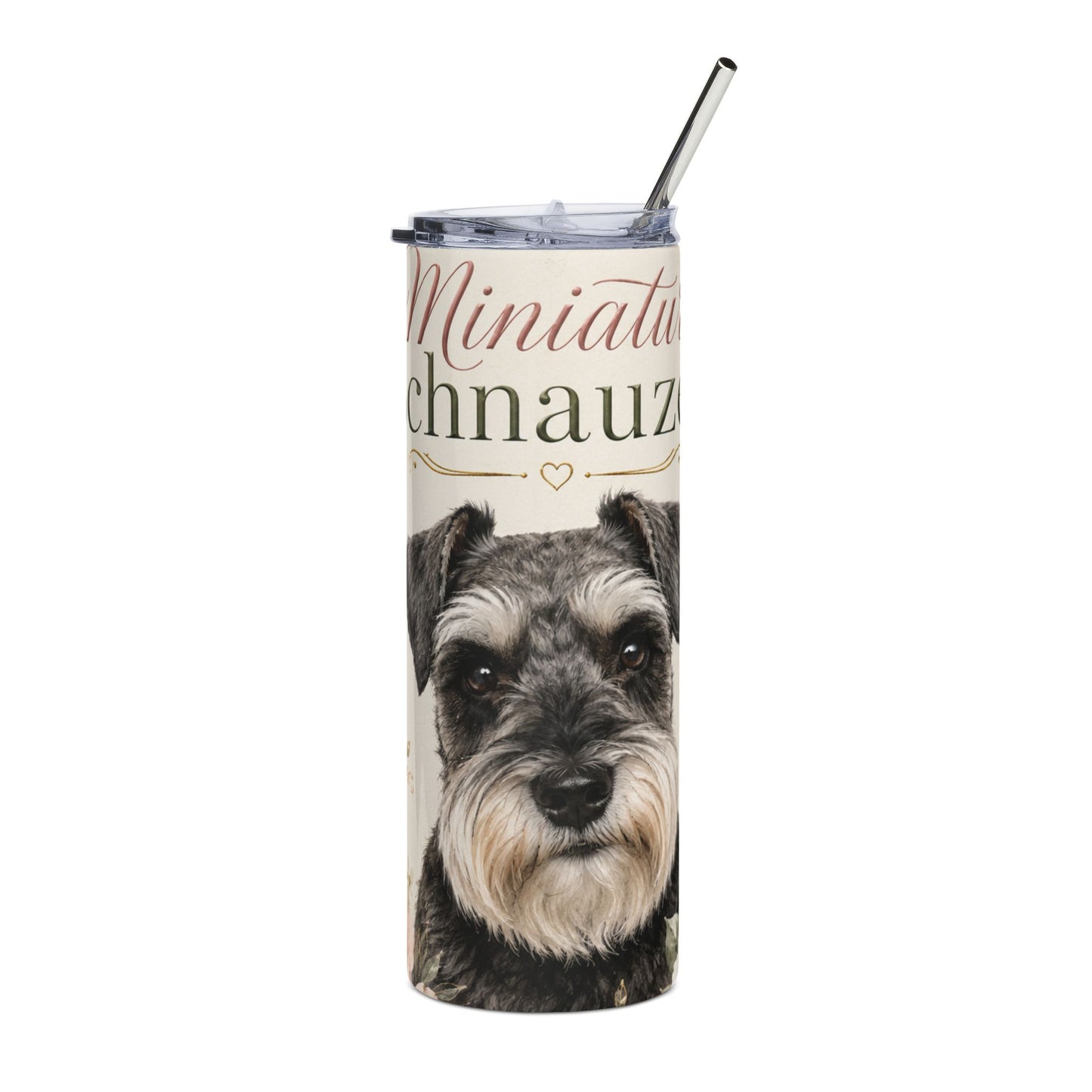 Miniature Schnauzer Floral 20oz Stainless Steel Tumbler