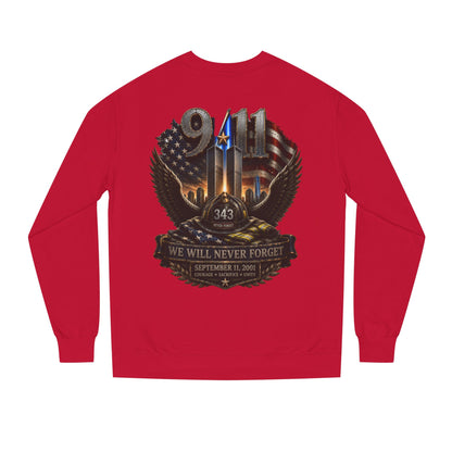9/11 We Will Never Forget Crewneck Sweatshirt – Memorial Tribute