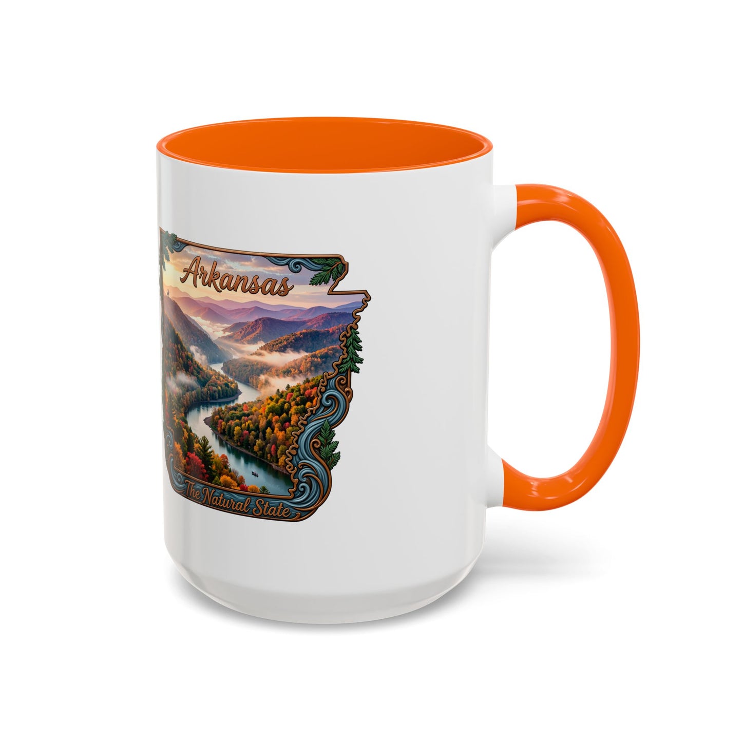 Arkansas Scenic Coffee Mug — Vintage State Map River Landscape (11/15 oz)