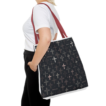Cross Pattern Tote Bag — Faith & Grace Religious All-Over Print Tote