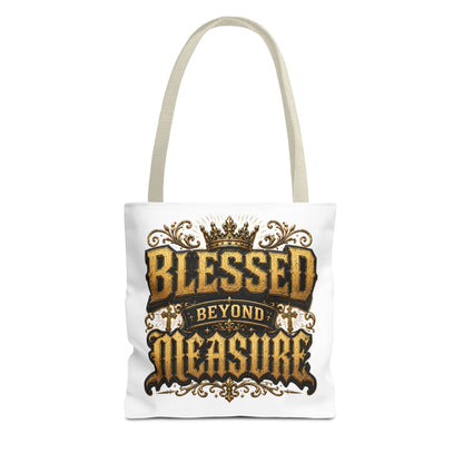 Blessed Beyond Measure Tote Bag — Inspirational Faith Canvas Tote