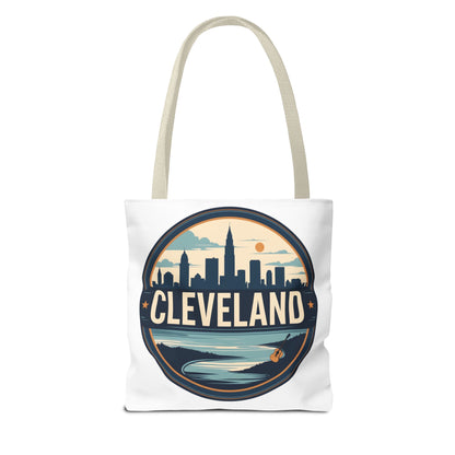 Cleveland Skyline Tote Bag — Vintage Cityscape Beach Design