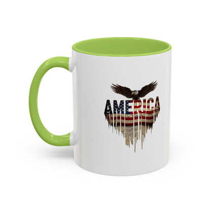 America Eagle Flag Accent Coffee Mug – Patriotic 11/15oz Ceramic