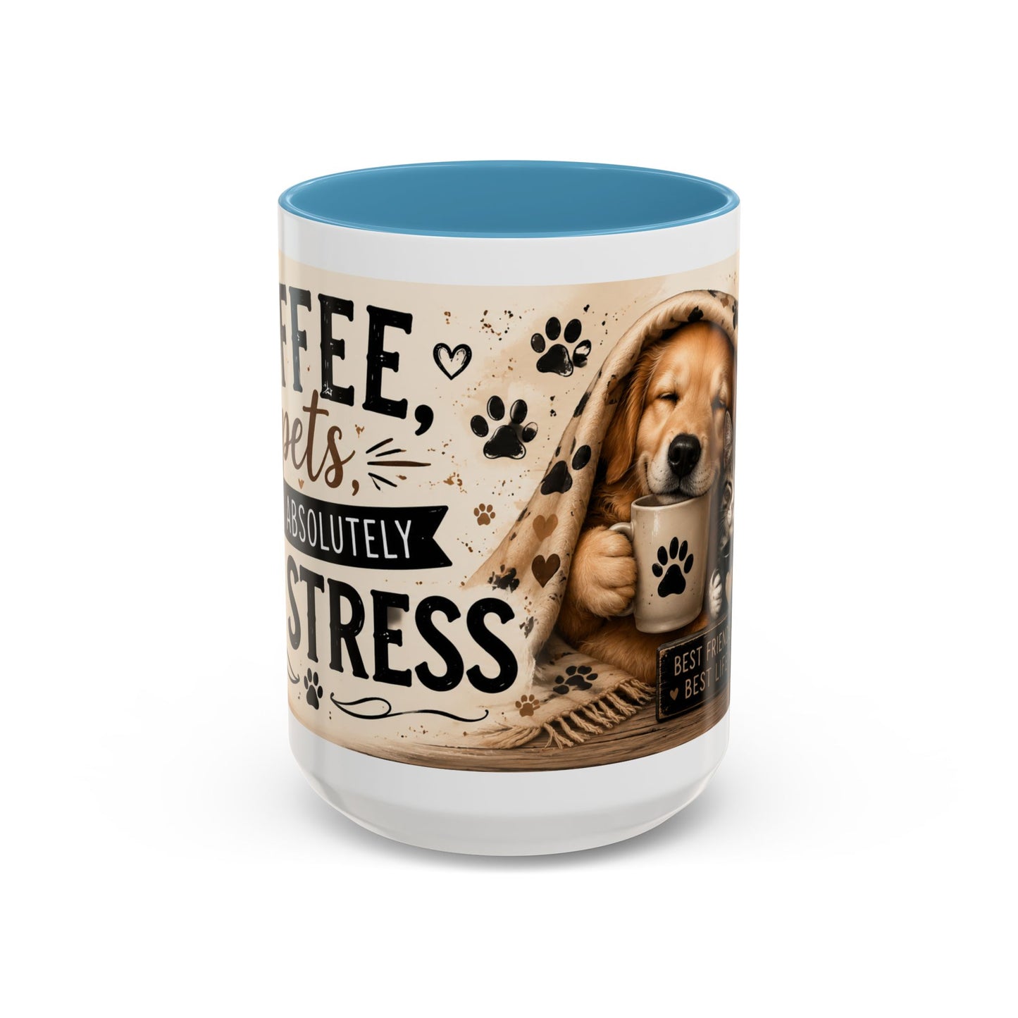 Dog and Cat Coffee Mug – "Best Friends, Best Life" Accent Tea Cup (11/15oz)