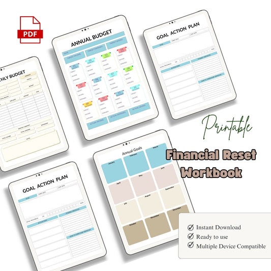 Financial Reset Workbook Printable | Budget Recovery & Money Mindset Transformation Planner