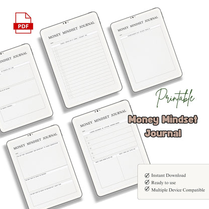Money Mindset Journal Printable | Financial Growth, Abundance & Wealth Thinking Workbook