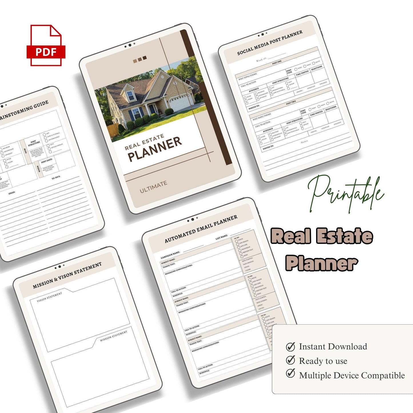 Real Estate Planner | Realtor Business Planner | Property & Client Tracker | Real Estate Agent Organizer
