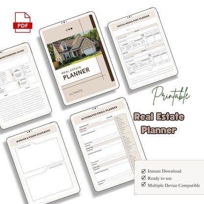 Real Estate Planner | Realtor Business Planner | Property & Client Tracker | Real Estate Agent Organizer