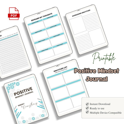 Positive Mindset Journal Printable | Daily Gratitude, Confidence & Self-Growth Workbook