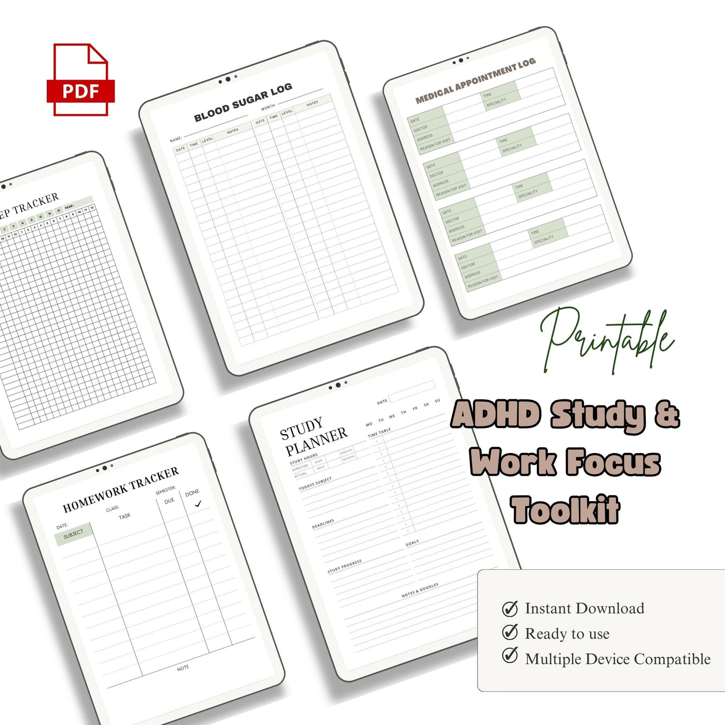 ADHD Study & Work Focus Toolkit | Productivity System for Students & Professionals | Focus Planner & Task Management