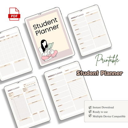 Student Planner | Academic Success Organizer | Study Schedule & Assignment Tracker | School Productivity Planner PDF