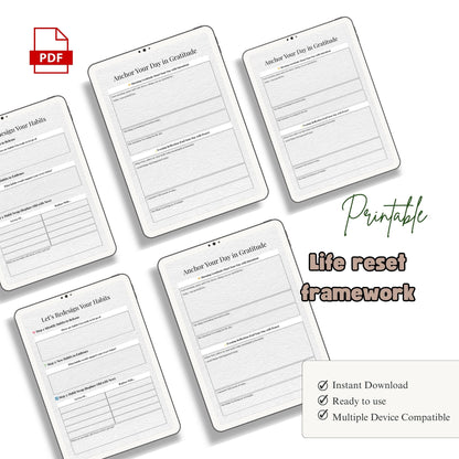 Life Reset Framework Printable | Personal Growth, Clarity & Habit Reset Planner