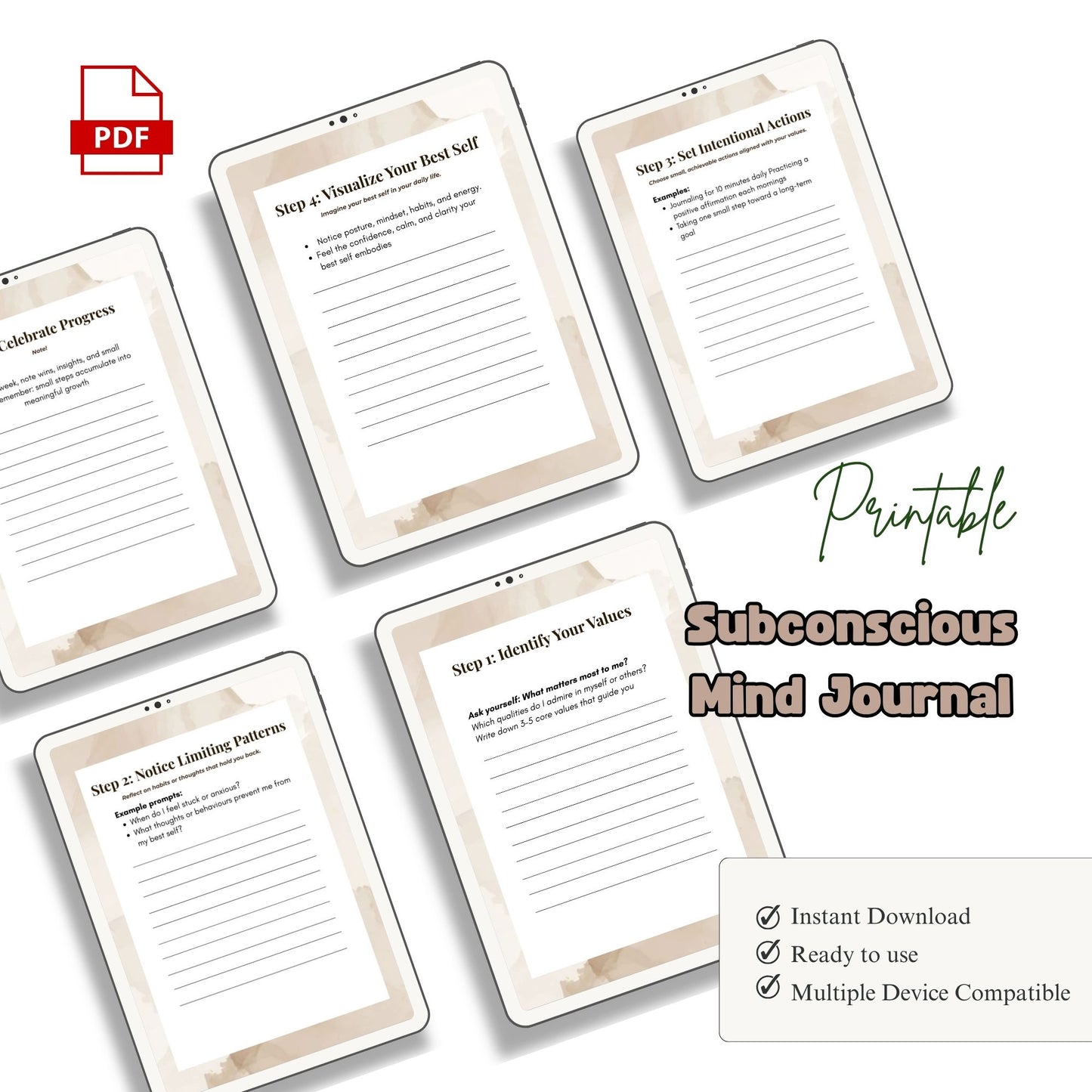 Subconscious Mind Journal Printable | Inner Healing, Thought Rewiring & Mindset Reset Workbook