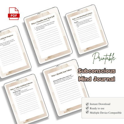Subconscious Mind Journal Printable | Inner Healing, Thought Rewiring & Mindset Reset Workbook