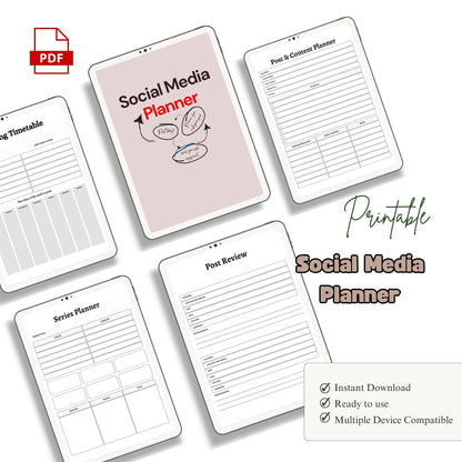 Social Media Planner | Content Planner & Strategy Tracker | Instagram & TikTok Planner | Marketing Planner Printable