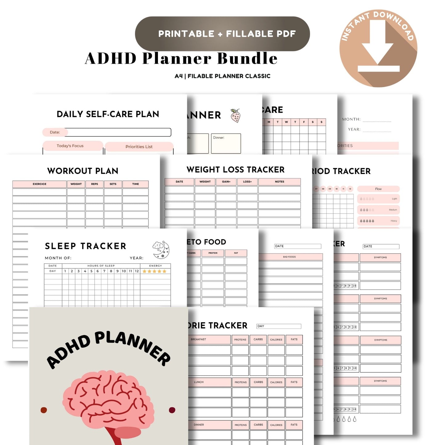 ADHD Planner Bundle | Focus & Productivity System | Daily, Weekly & Habit Planner for ADHD Adults & Students