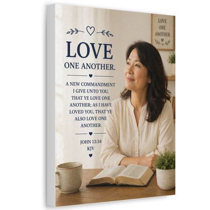 Love One Another — John 13:34 Inspirational Stretched Canvas Wall Art