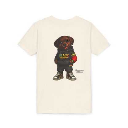 Youth Tee — Cute Puppy 'Black History' Graphic Shirt