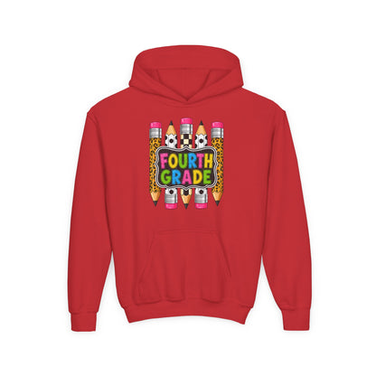 Fourth Grade Kids Hoodie — Colorful Pencil School Sweatshirt