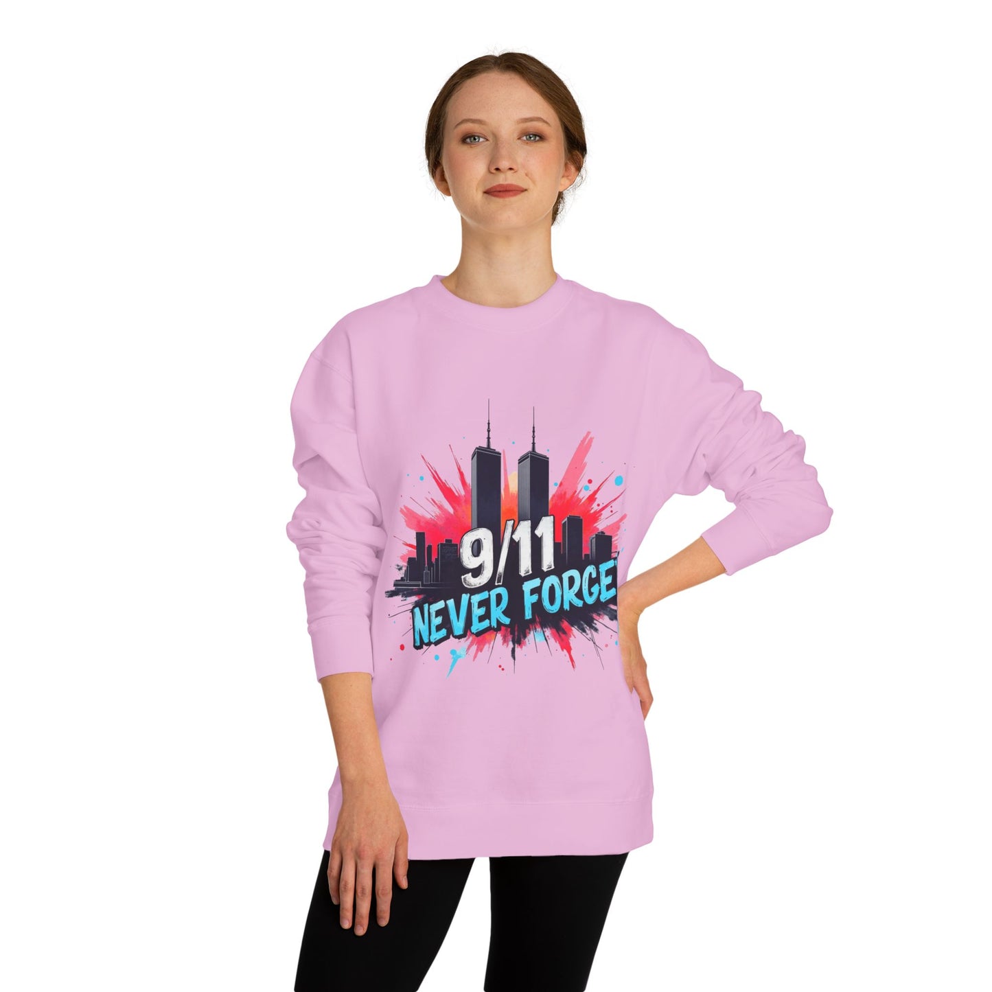 9/11 Never Forget Sweatshirt - Tribute Crewneck with Twin Towers Graphic