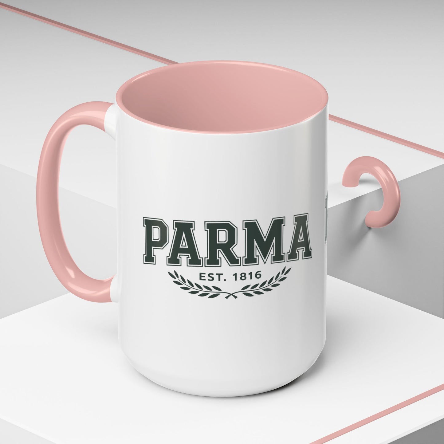 Parma Established 1816 Accent Coffee Mug — Vintage Collegiate Ceramic Coffee Cup
