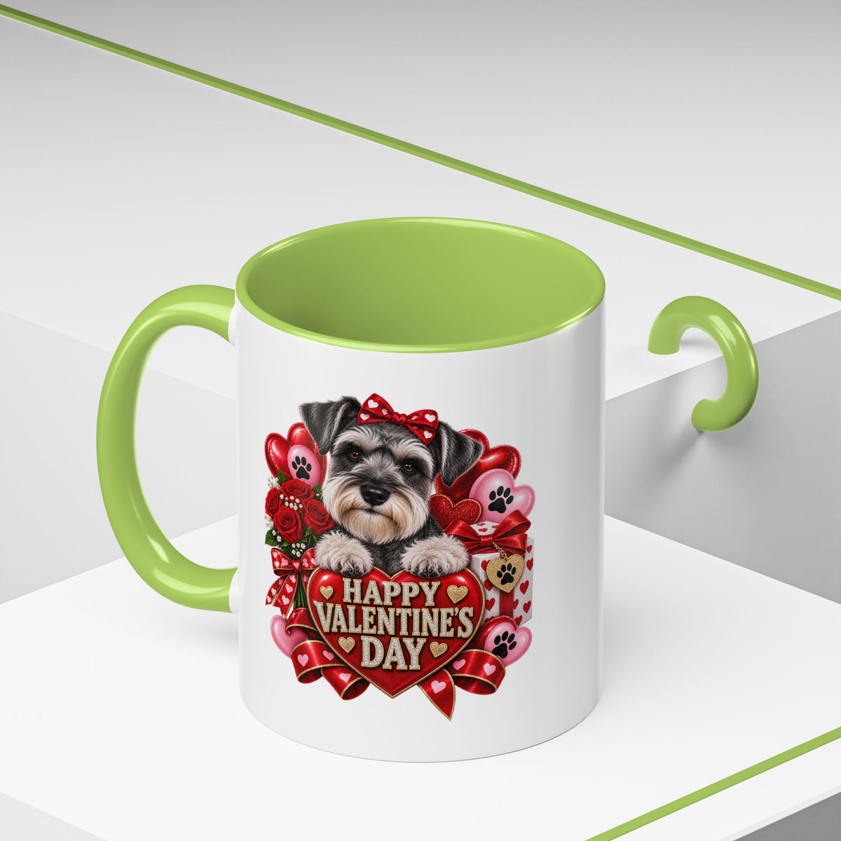 Valentine’s Day Dog Coffee Mug — "Happy Valentine’s Day" Accent Mug