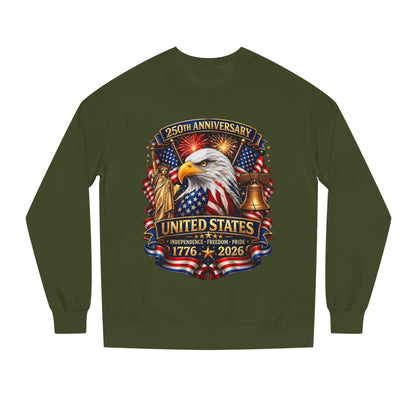 250th Anniversary United States Crewneck Sweatshirt — Eagle & American Flag 1776–2026
