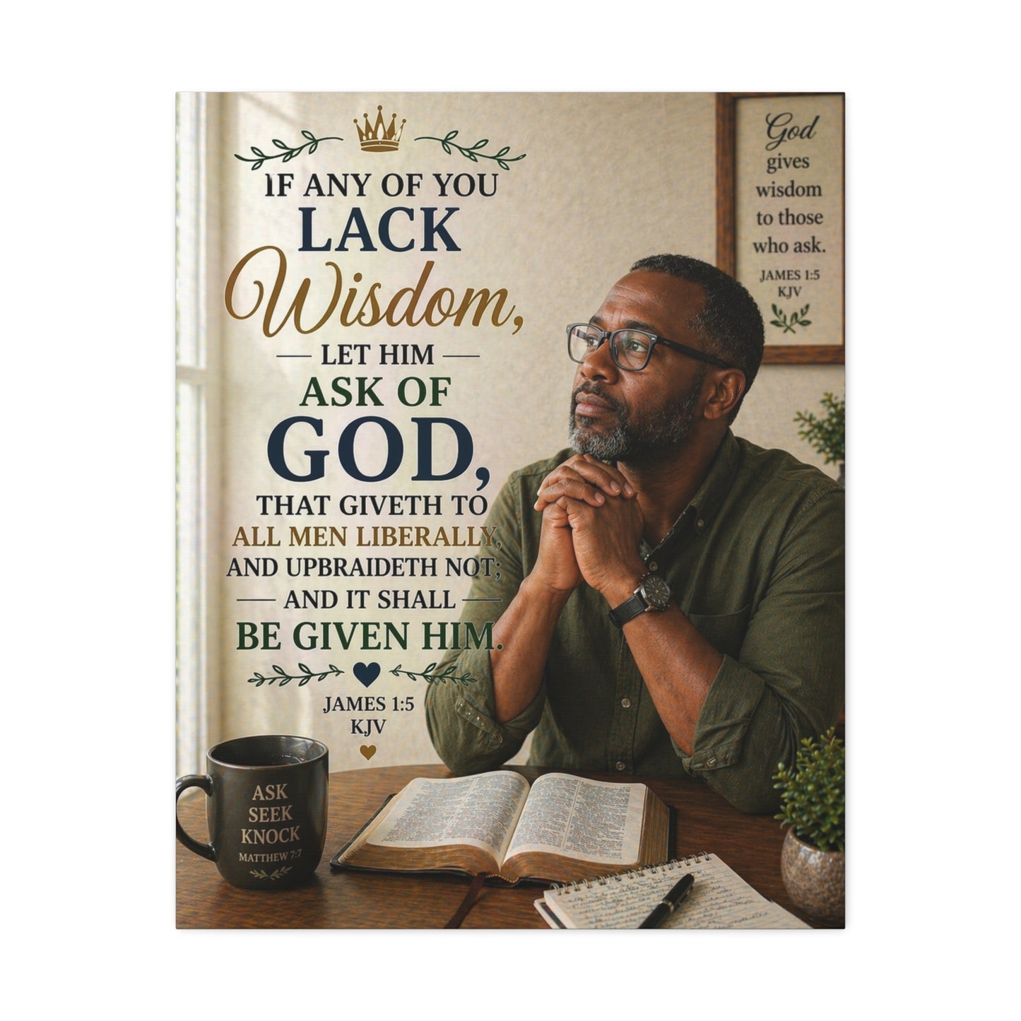 Stretched Canvas - James 1:5 Scripture Wall Art (If Any of You Lack Wisdom)