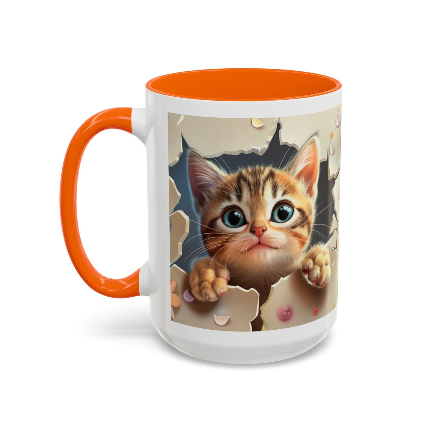 Cute Peekaboo Kitten Accent Coffee Mug — Cat Lover Gift (11/15oz)