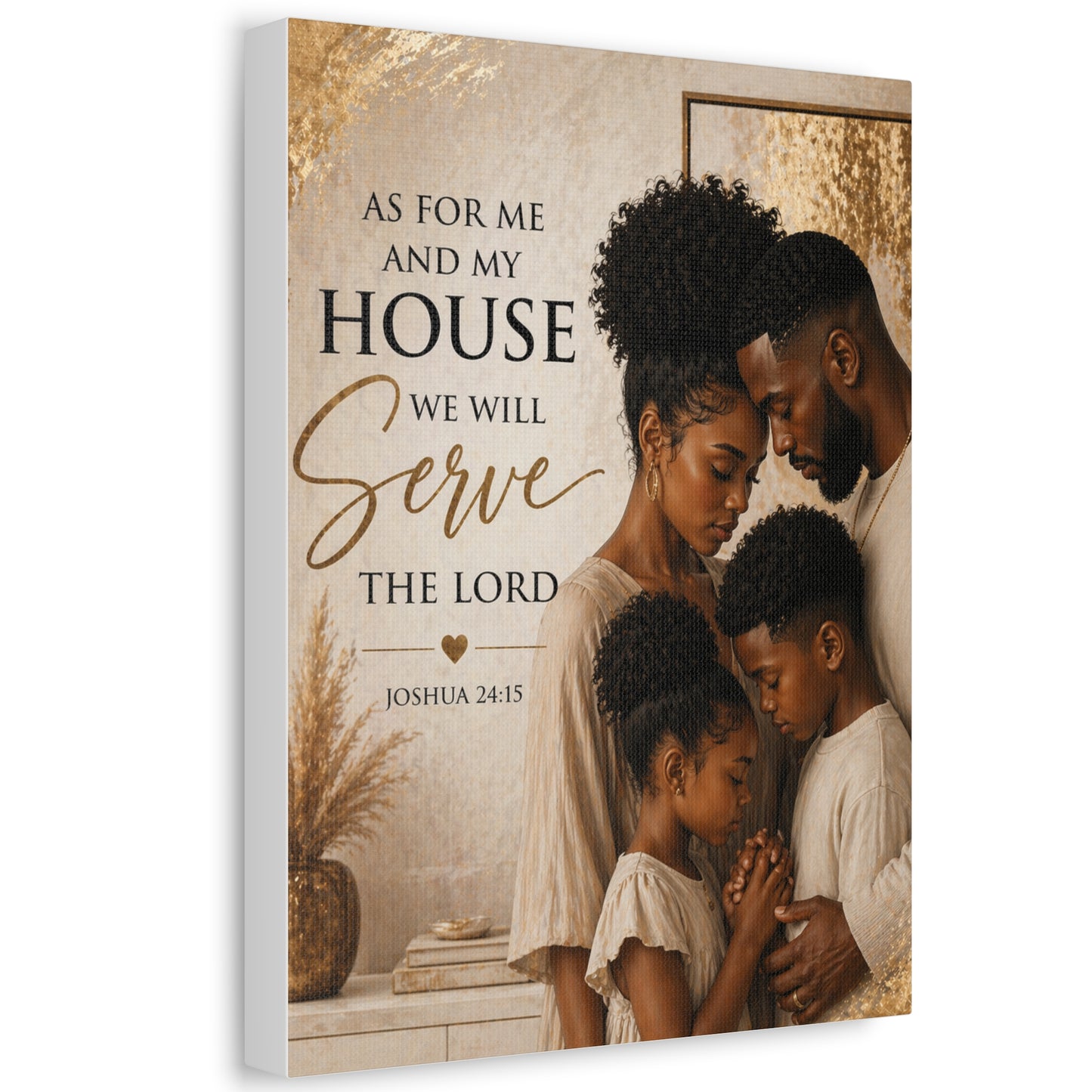 Canvas Wall Art — "As For Me and My House We Will Serve the Lord" Christian Family Scripture (Joshua 24:15)