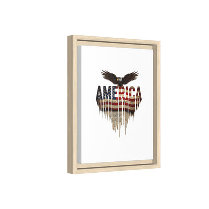 America Eagle Matte Canvas Framed Wall Art — Patriotic USA Flag Typography Print