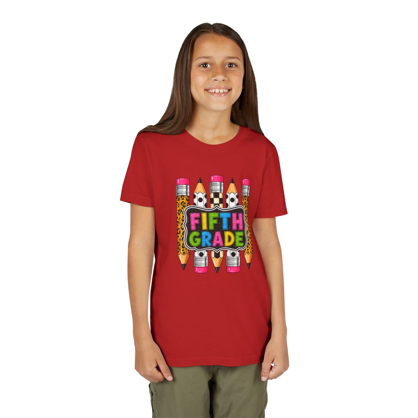 Fifth Grade Pencil Kids Tee — Back to School Youth Short Sleeve Shirt