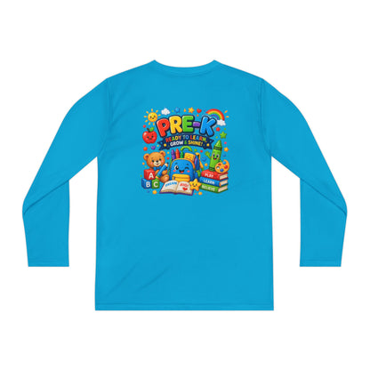 PRE-K Kids Long Sleeve Tee — Back-to-School Preschool Shirt ("Ready to Learn, Grow & Shine")