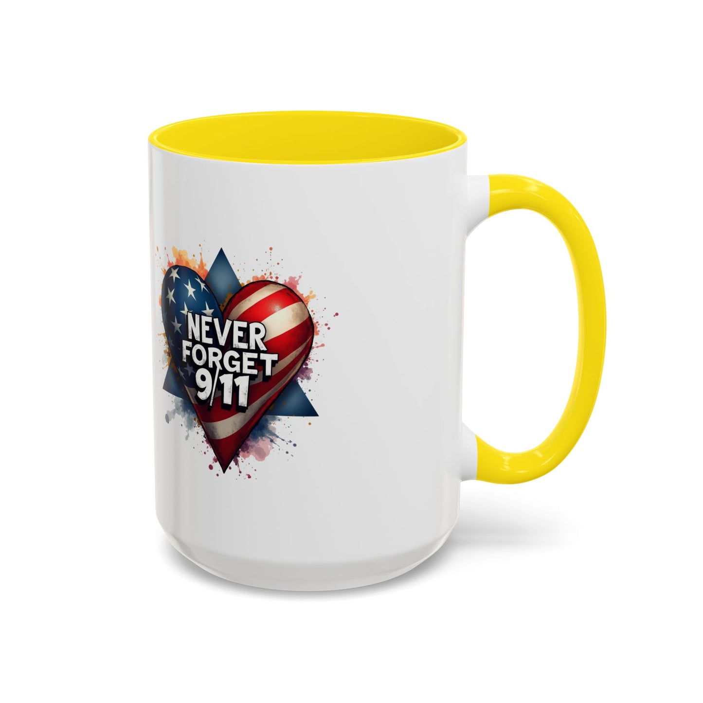 Never Forget 9/11 Heart Accent Coffee Mug – Patriotic Memorial 11/15oz