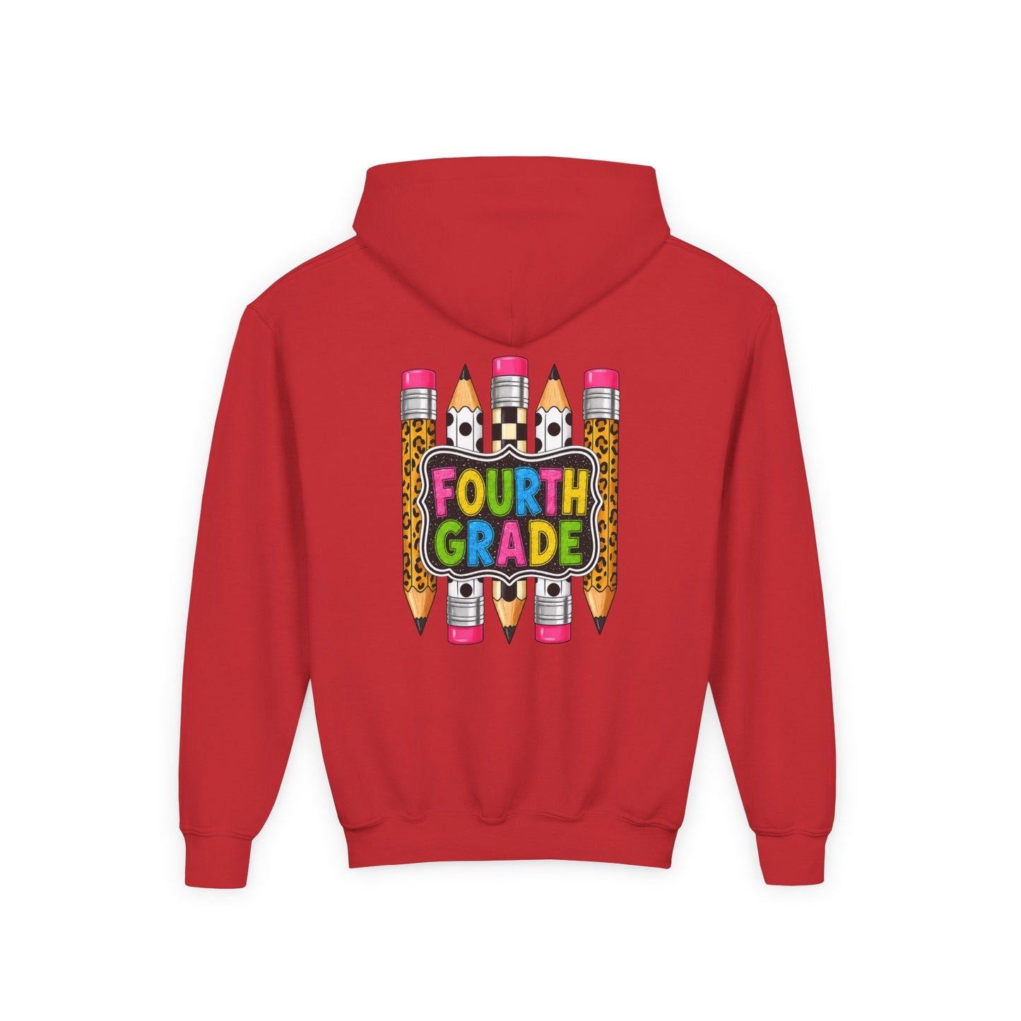 Fourth Grade Kids Hoodie — Colorful Pencil School Sweatshirt