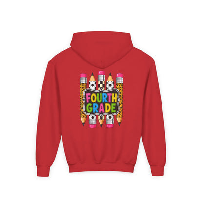 Fourth Grade Kids Hoodie — Colorful Pencil School Sweatshirt