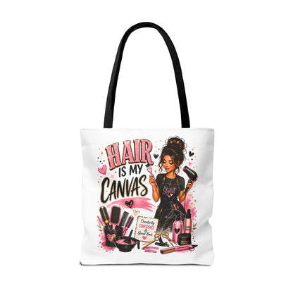 Hair Is My Canvas Tote Bag — Stylist Makeup Artist Cosmetic Accessories Tote