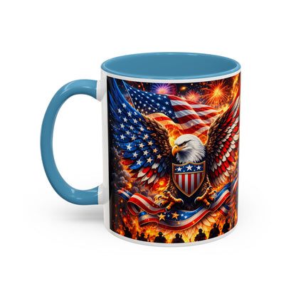 Patriotic Eagle Coffee Mug — American Flag Bald Eagle Accent Mug (11/15oz)