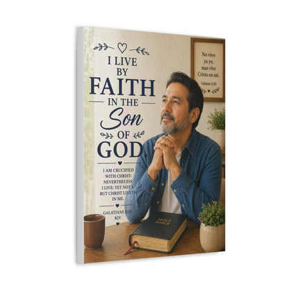 Faith in the Son of God Stretched Canvas — Inspirational Christian Wall Art with Galatians 2:20