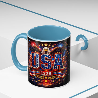 USA Eagle Coffee Mug – Patriotic 1776 Accent Mug (11/15oz)