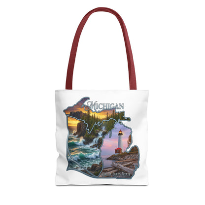 Michigan Lighthouse Tote Bag — Great Lakes Scenic State Travel Tote