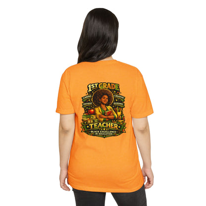 1st Grade Teacher T-Shirt — Black Excellence in Education Tee